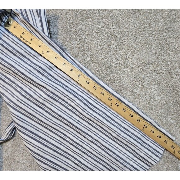 BeachLunchLounge Striped Tie Waist Linen Cotton Jumpsuit Women's Size Medium - Picture 14 of 16